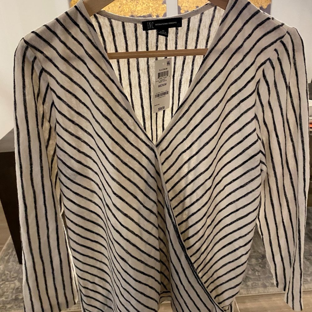 NWT INC Platinum and White Striped Shirt